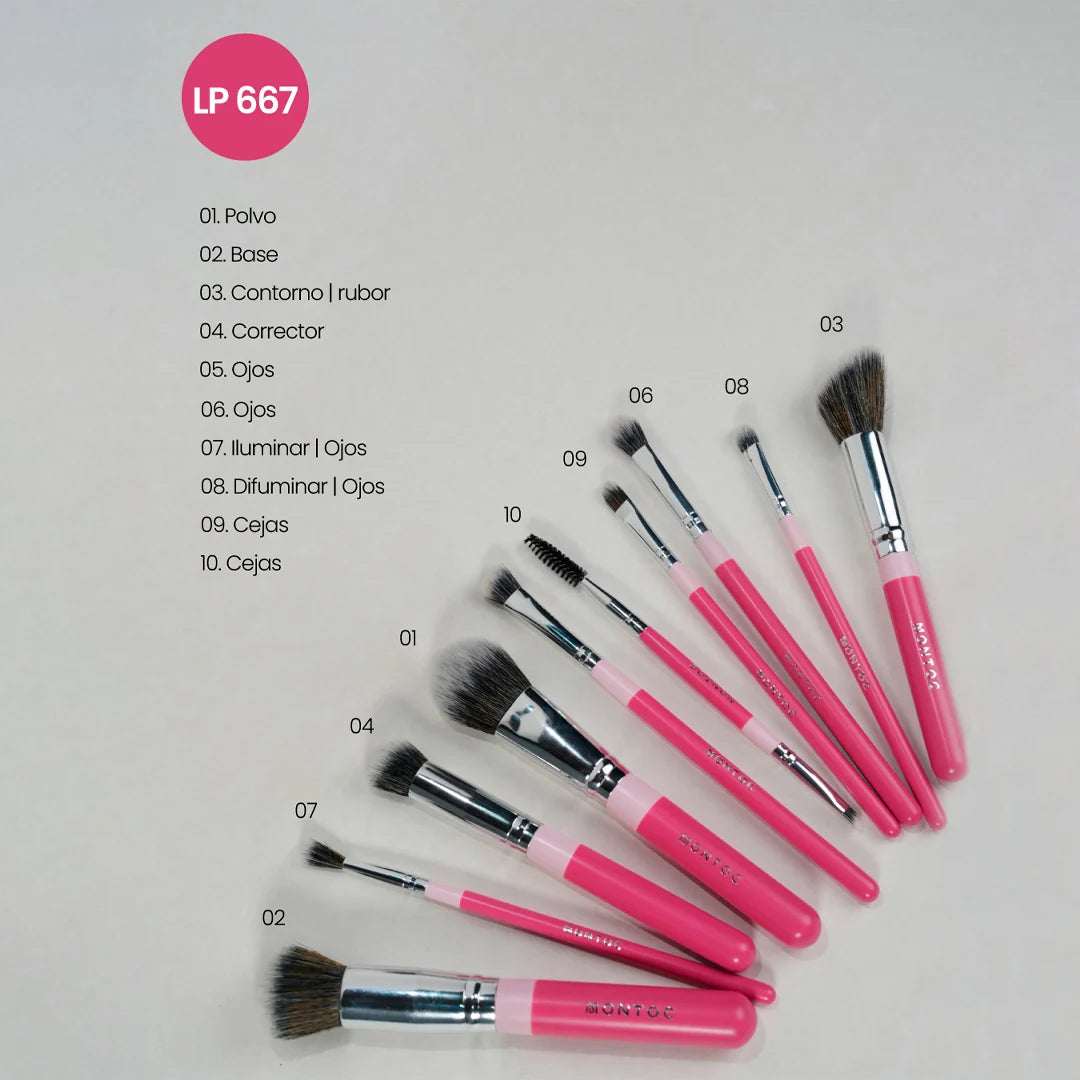 KIT BROCHAS DE MAQUILLAJE FLUFFY X10 MONTOC